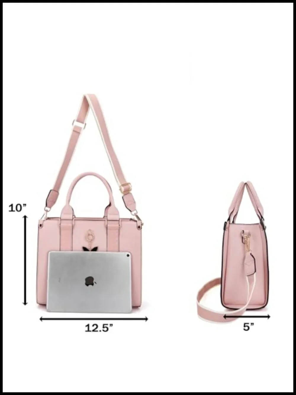 Tote Bag and Wallet Set PU Leather Satchel 2pcs Adjustable Straps